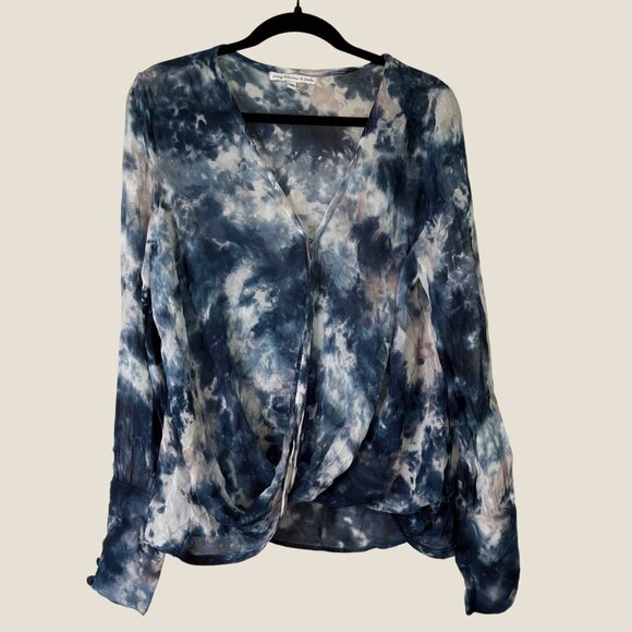 YFB Young Fabulous & Broke Jonnie Tie Dye Long Cuffed Sleeve Wrap Blouse Size M - Picture 2 of 10